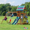 Aire de jeu en bois avec toboggan balançoire et plateforme - Papouille