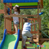 Aire de jeu en bois avec toboggan balançoire et plateforme - Papouille