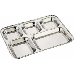 Plateau repas enfant 5 compartiments en inox - Papouille
