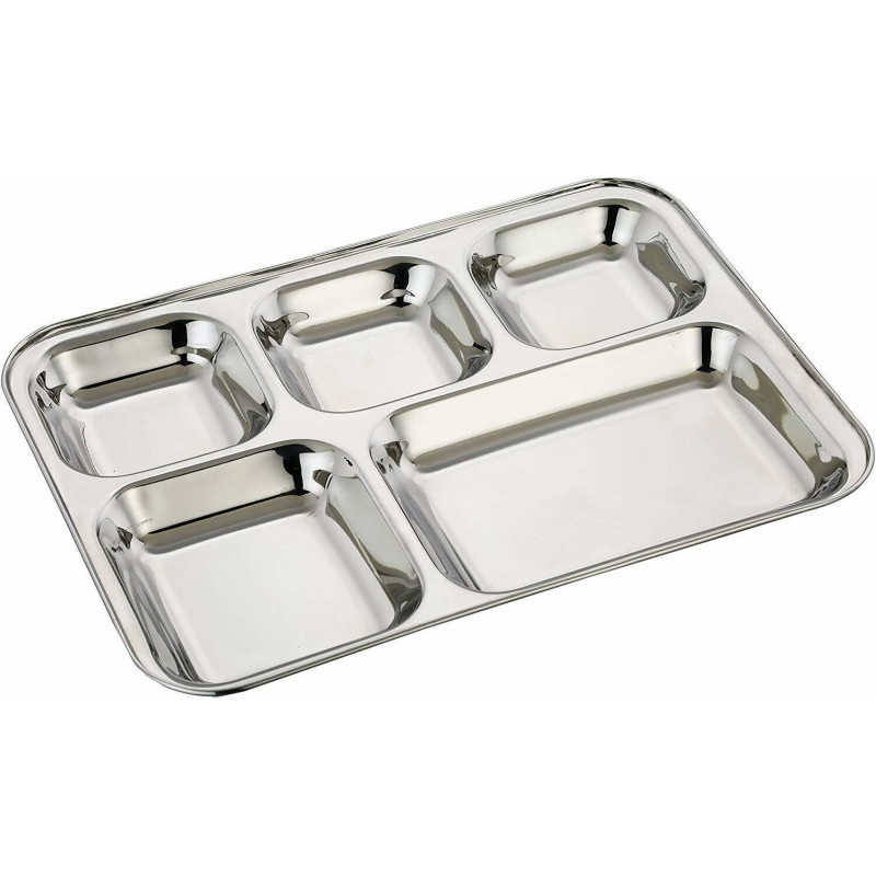 Plateau repas enfant 5 compartiments en inox - Papouille