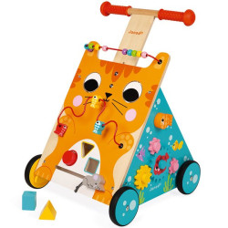 Chariot multi-activités chat en bois enfant (janod) - Papouille