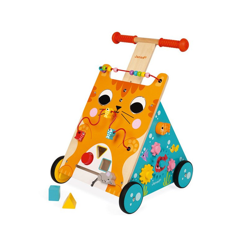 Chariot multi-activités chat en bois enfant (janod) - Papouille