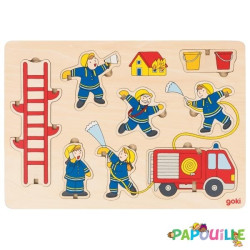 Puzzle en bois pompiers ( pour les enfants de 1 an et plus ) - Papouille