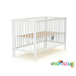 Lit bois pliant 60 x 120 réglable en hauteur blanc - Papouille