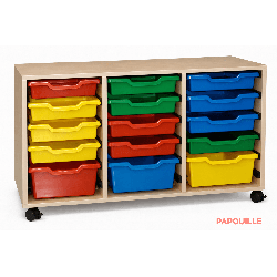 Meuble 3 colonnes avec 12 petits bacs et 3 grands bacs de ra - Papouille