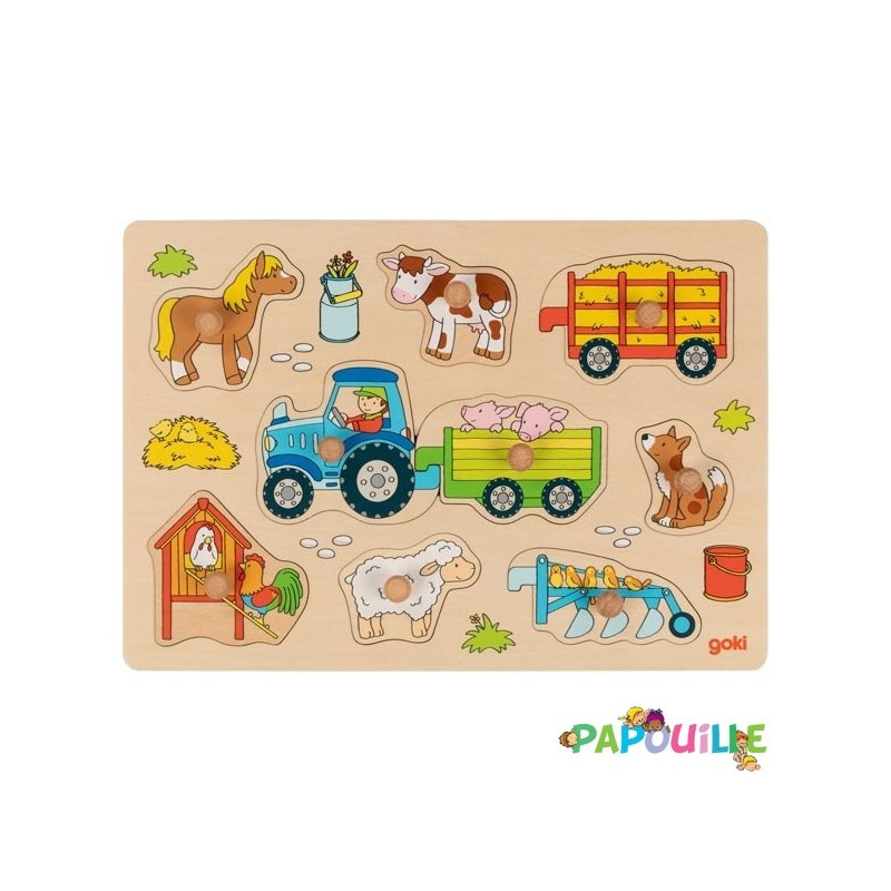 Puzzle tracteur avec remorques - 1 ans et plus - Papouille