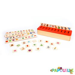 Carte d'apprentissage avec boîte de tri montessori en bois - Papouille