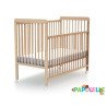 Lit à barreaux en bois réglable 3 hauteurs 60x120cm vernis - avec roulettes -