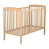 Lit à barreaux en bois réglable 3 hauteurs 60x120cm vernis - avec roulettes -
