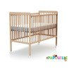 Lit à barreaux en bois réglable 3 hauteurs 60x120cm vernis - avec roulettes -
