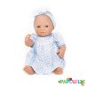 Poupée corps dur sans cheveux 30cm européenne robe bleu