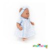 Poupée corps dur sans cheveux 30cm européenne robe bleu