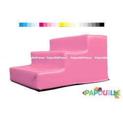 Module escalier 3 marches en mousse rose