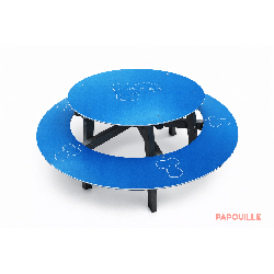 Table d'extérieur ronde avec banc ourson