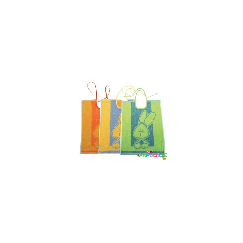 Lot de 6 bavoirs à lacets 30 x 40 cm coloris assortis lapin - Papouille