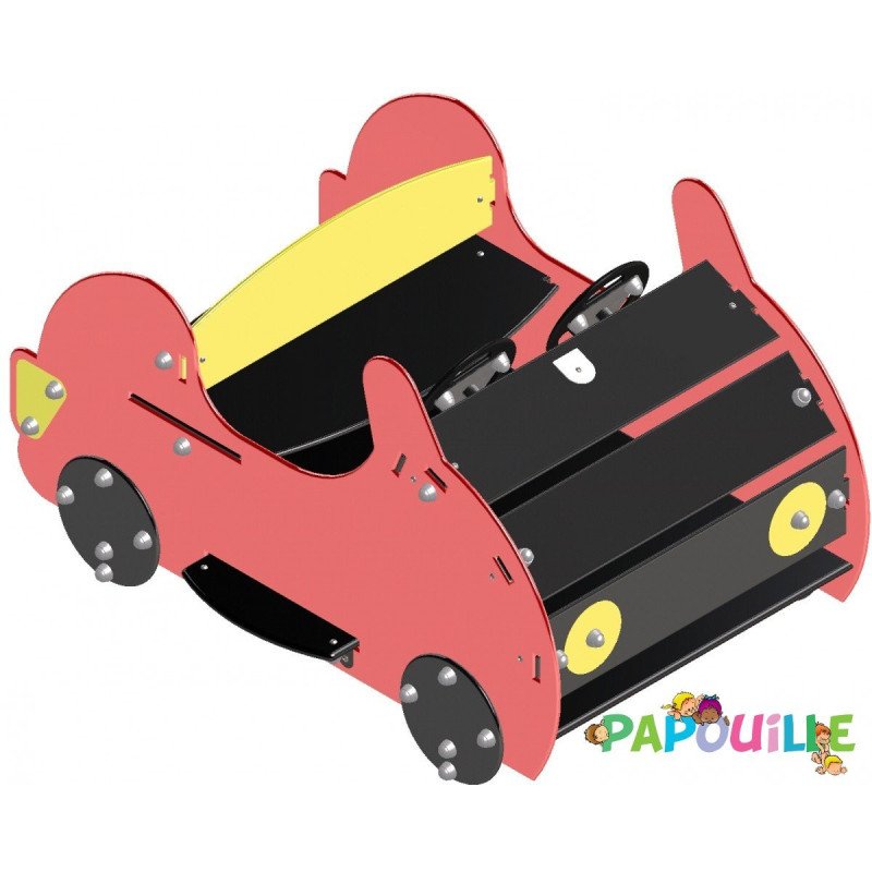 Voiture pour aire de jeu avec ressort en bois