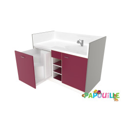Meuble à langer une cuve - modèle 1 - 1500 x 830 mm prune - Papouille