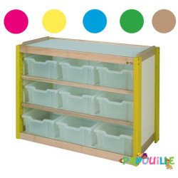 Meuble de rangement 9 casiers translucides jaune