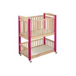 Lit en bois bébé superposé à barreaux 120x60cm framboise