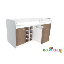 Meuble à langer deux cuve - modèle 2 - 2500 x 830mm rouge - Papouille