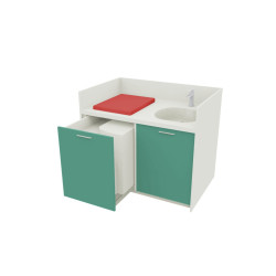 Meuble à langer une cuve avec escalier compact rouge - Papouille