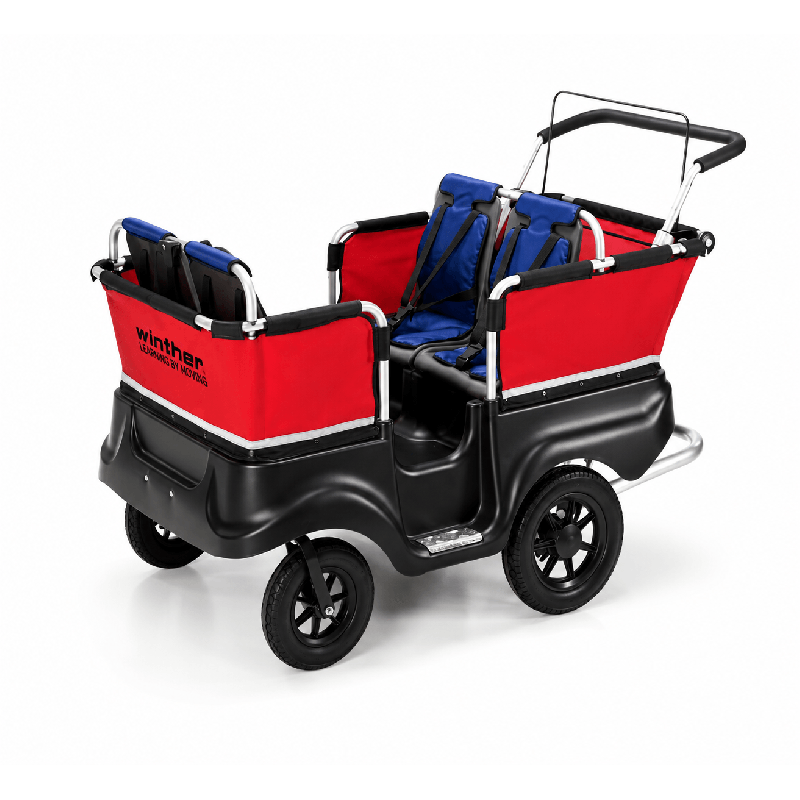 Poussette chariot quadruple kiddy bus tortue 4 places