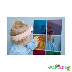 Miroirs acrylique de couleur enfant 15x15cm - lot de 6