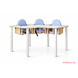 Chaise haute en bois 3 places