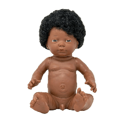 Poupon corps dur avec cheveux africain 40cm garçon mazal - Papouille