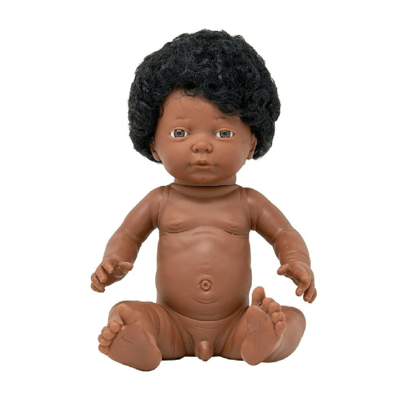 Poupon corps dur avec cheveux africain 40cm garçon mazal - Papouille