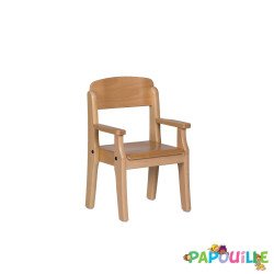 Fauteuil enfant en bois avec accoudoir t2 h.31cm vernis