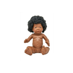 Poupée corps dur avec cheveux africain 40cm fille mazal - Papouille