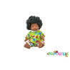 Poupée corps dur avec cheveux africain 40cm fille mazal - Papouille