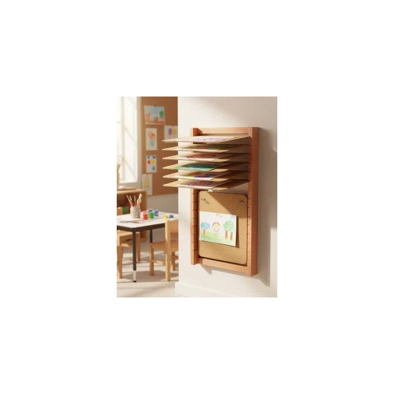 Sèche dessins mural en bois 15 plaques