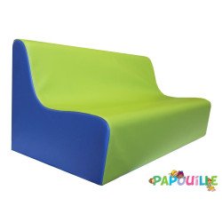 Banquette enfant 2 à 3 places en mousse pvc h.25cm bleu/vert