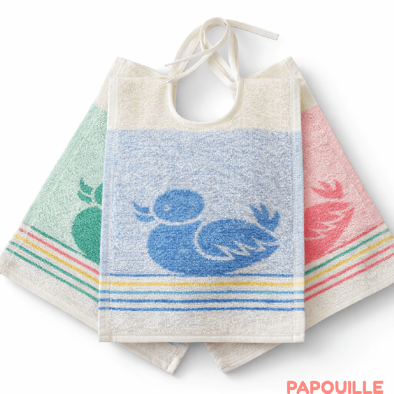 Lot de 6 bavoir à lacettes les canards 24 x 27 cm - Papouille