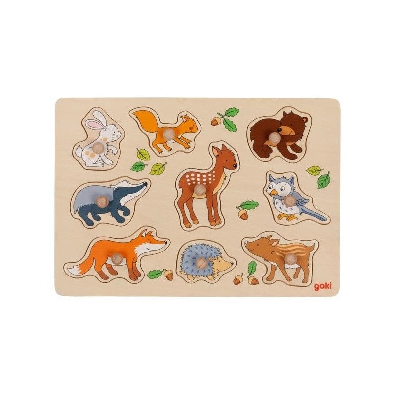 Animaux de la foret , puzzle d'encastrements à bouton
