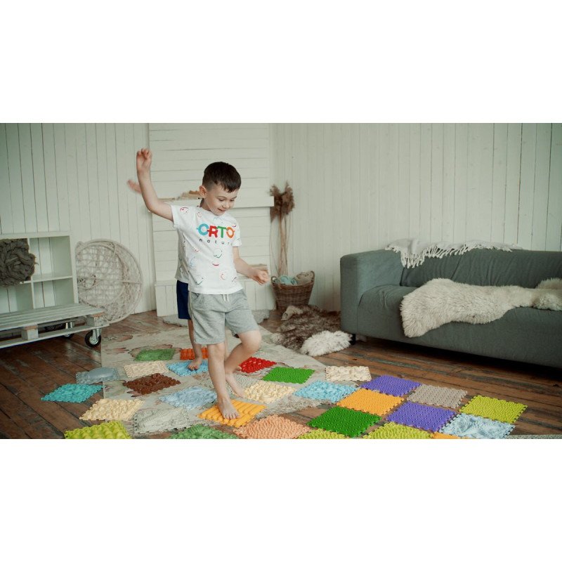 Tapis puzzle sensoriel / sensation / tactile pastel