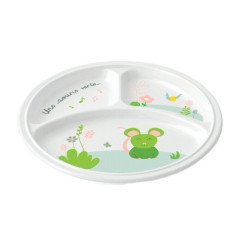 Assiette 3 compartiments mélamine souris verte