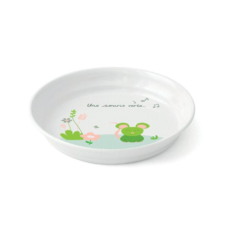 Assiette creuse mélamine souris verte