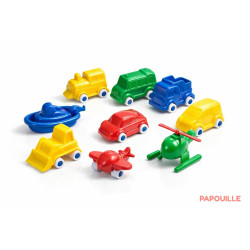 Véhicule en plastique 9 cm 9 unités - Papouille