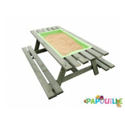 Table banc avec bac à sable à sceller - Papouille