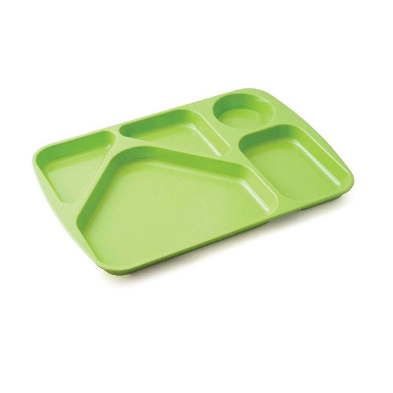 Plateau repas 5 compartiments mélamine bleu
