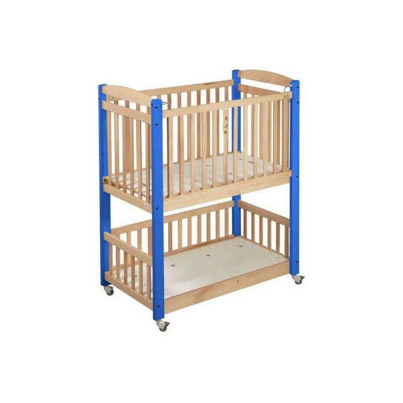 Lit en bois bébé superposé à barreaux 120x60cm framboise