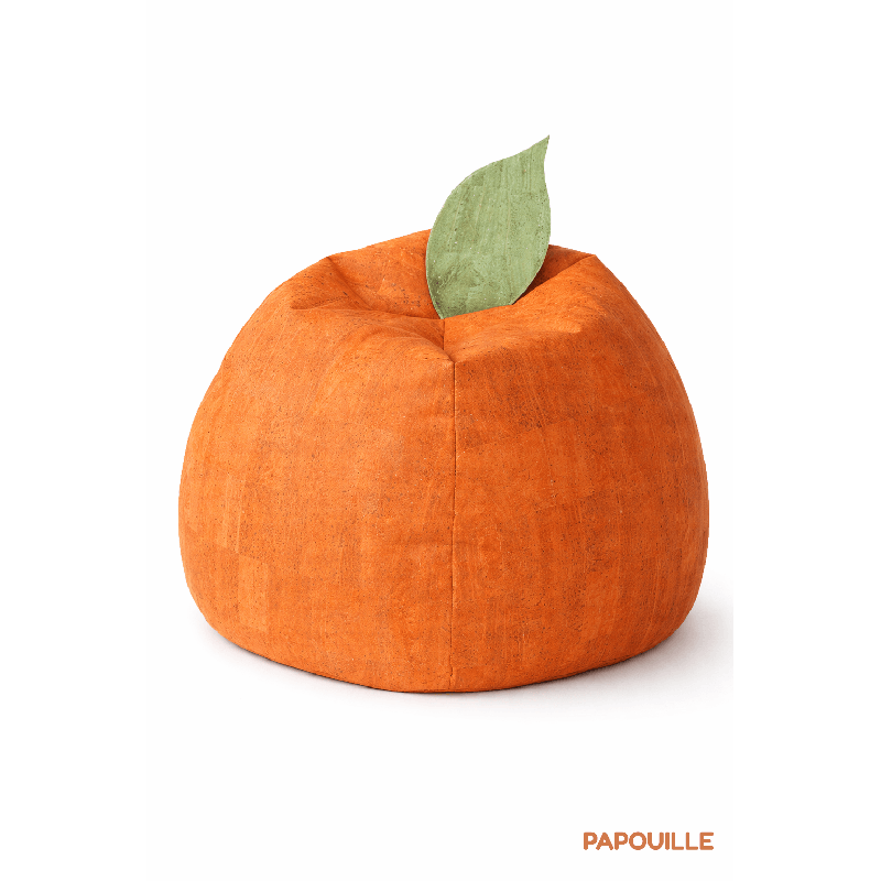 Pouf orange en liège - Papouille