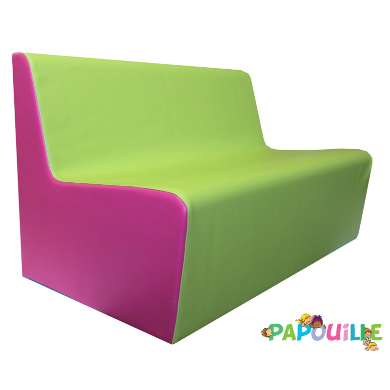 Banquette enfant 2 à 3 places en mousse pvc h.25cm bleu/vert