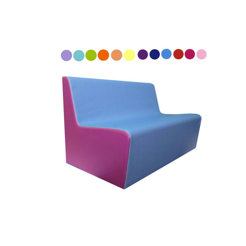 Banquette enfant 2 à 3 places en mousse pvc h.25cm bleu/vert