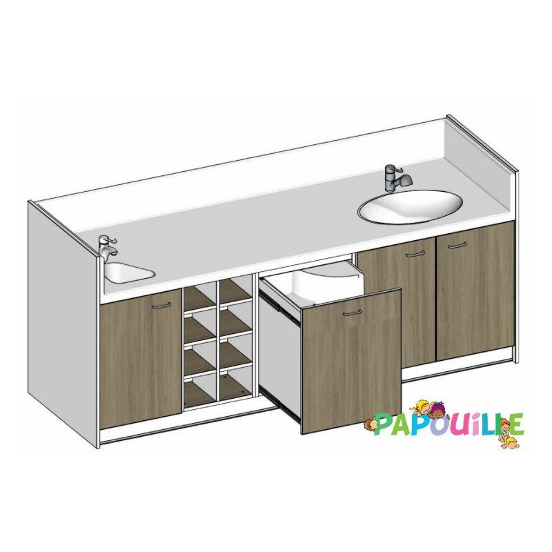 Meuble à langer deux cuve - modèle 2 - 2500 x 830mm sauzon