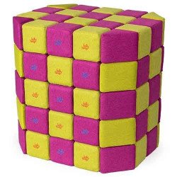 Cubes de constructions basic magnétiques de psychomotricité tissu 100 pièces turquoise et blanc