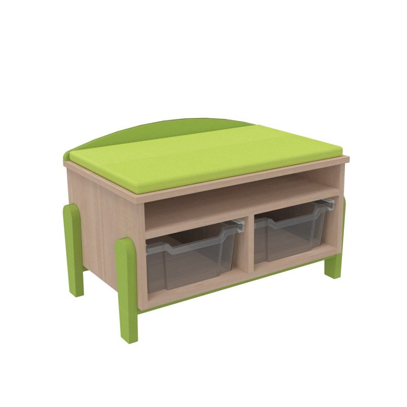 Banc de rangement 1 tablette avec 2 casiers Vernis